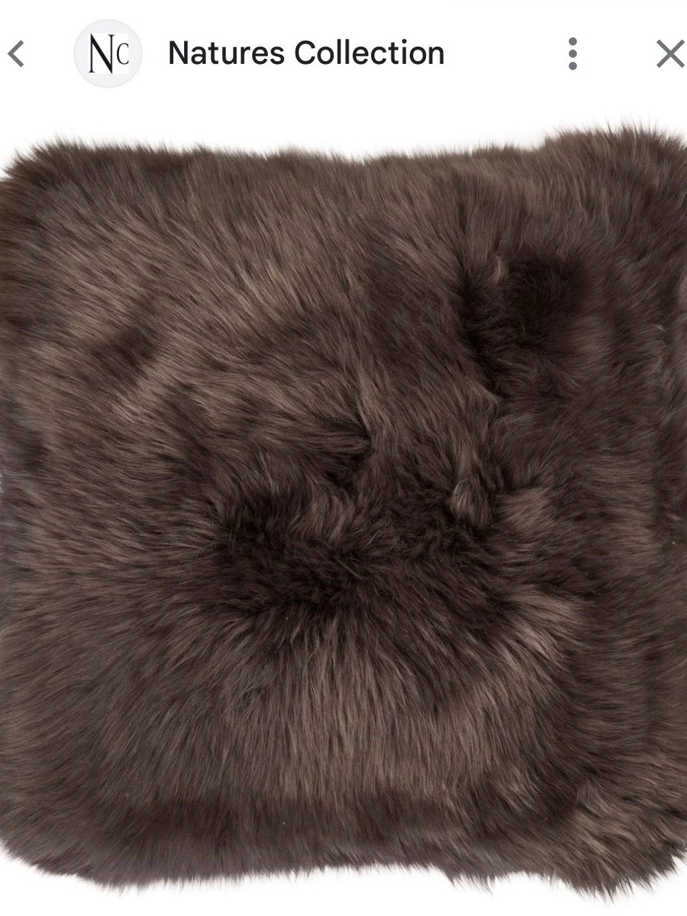 Long Fur Shearling Pillow from Nature’s Collection Chocolate Brown 26 x 26”